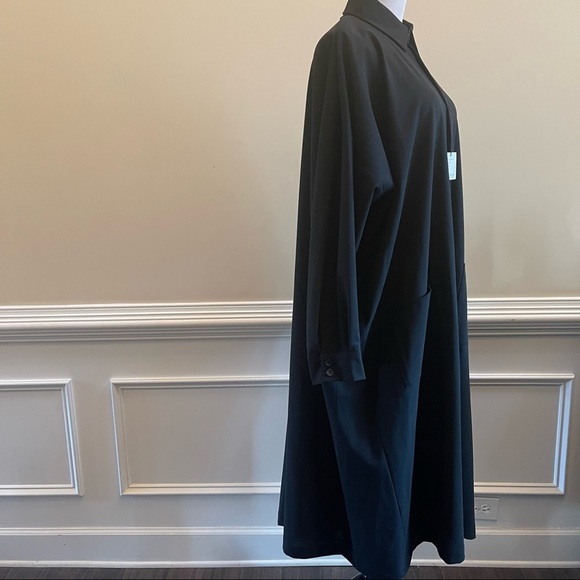 eskandar Black Langenlook Wool Blend Angle To Front Shirt Dress  Size 2 - Picture 3 of 10